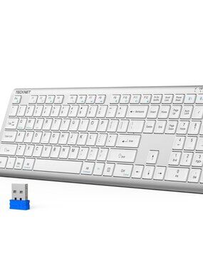 TeckNet Wireless Slim Keyboard TK-KB005 Portable Black Silver QWERTY English